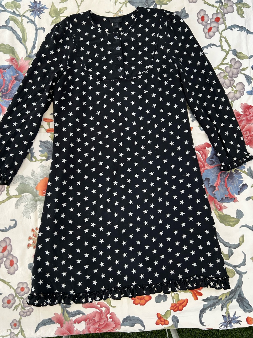 J Crew Collection Silk A Line Long Sleeve Dress w Stars!